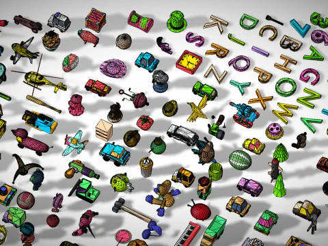 Toy Pack - Low Poly 236 Toys Objects - Toy Mega Pack - Match Game Kit - Big Pack 3D Model