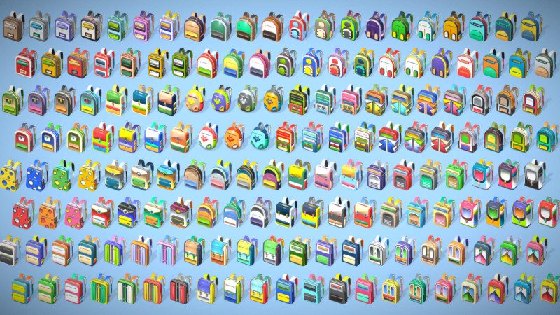 168 Stylized Backpack Pack Cartoon Low Poly Urban Bags - Game Character Props 3D 模型 .c4d .max .obj .3ds .fbx .stl .blend 