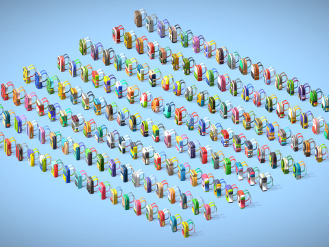 168 Stylized Backpack Pack Cartoon Low Poly Urban Bags - Game Character Props 3D 模型
