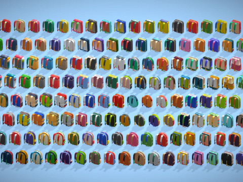 168 Stylized Backpack Pack Cartoon Low Poly Urban Bags - Game Character Props 3D 模型