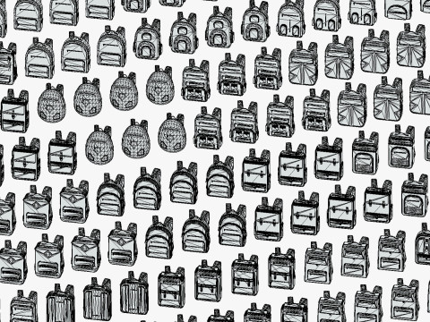 168 Stylized Backpack Pack Cartoon Low Poly Urban Bags - Game Character Props 3D 模型