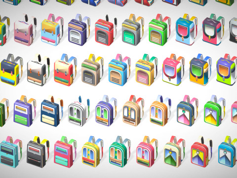 168 Stylized Backpack Pack Cartoon Low Poly Urban Bags - Game Character Props 3D 模型
