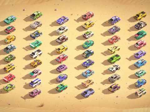 Tiny Sports Car Pack - 66 Low Poly Cute Toon Style Mini Racing Cars Chibi Style Modelo 3D