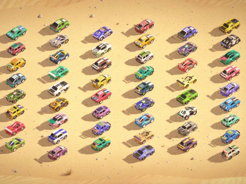 Tiny Sports Car Pack - 66 Low Poly Cute Toon Style Mini Racing Cars Chibi Style 3D Model