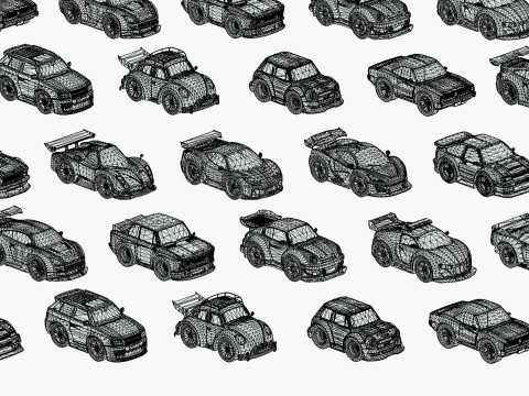 Tiny Sports Car Pack - 66 Low Poly Cute Toon Style Mini Racing Cars Chibi Style Modelo 3D