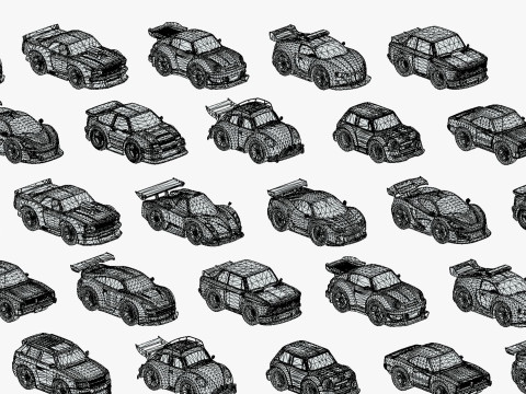 Tiny Sports Car Pack - 66 Low Poly Cute Toon Style Mini Racing Cars Chibi Style Modelo 3D