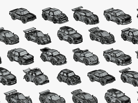 Tiny Sports Car Pack - 66 Low Poly Cute Toon Style Mini Racing Cars Chibi Style Modelo 3D