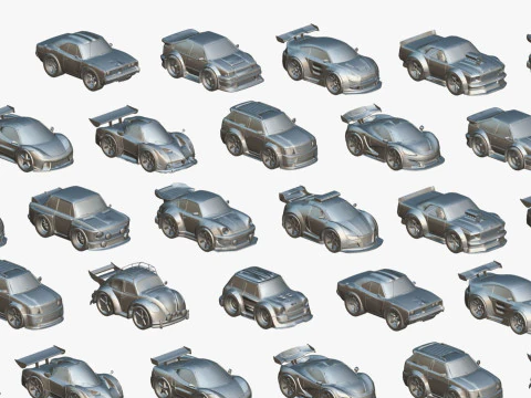 Tiny Sports Car Pack - 66 Low Poly Cute Toon Style Mini Racing Cars Chibi Style 3D Model