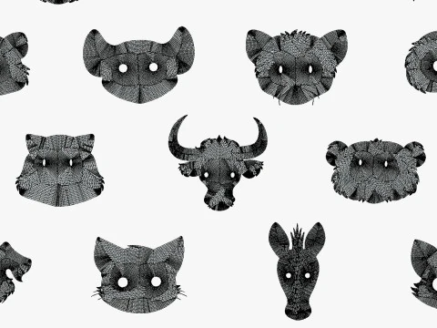 95 Animal Mask Mega Pack - Maski dziecięce Low Poly - Zestaw stylizowanych masek zwierzęcych Toon Model 3D