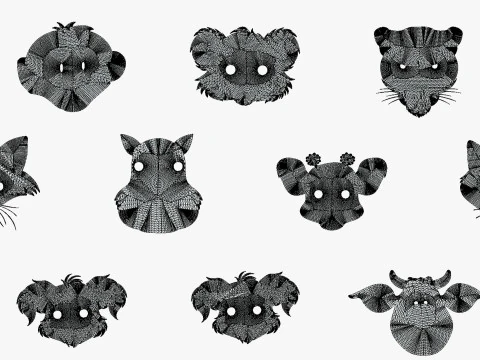 95 Animal Mask Mega Pack - Maski dziecięce Low Poly - Zestaw stylizowanych masek zwierzęcych Toon Model 3D