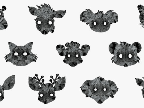 95 Animal Mask Mega Pack - Kids Masks Low Poly - Stylized Toon Animal Masks Set 3D Модель