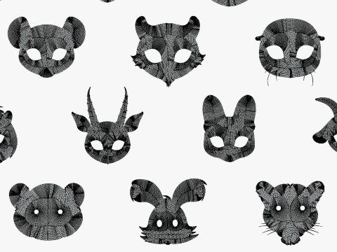95 Animal Mask Mega Pack - Kids Masks Low Poly - Stylized Toon Animal Masks Set 3D Модель