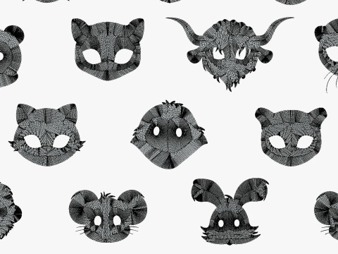 95 Animal Mask Mega Pack - Kids Masks Low Poly - Stylized Toon Animal Masks Set 3D Модель