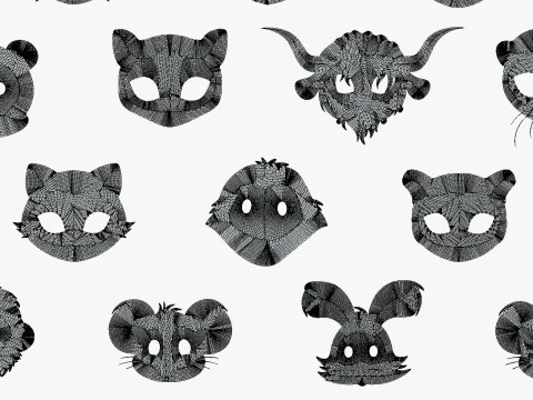 95 Animal Mask Mega Pack - Maski dziecięce Low Poly - Zestaw stylizowanych masek zwierzęcych Toon Model 3D