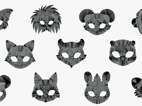 95 Animal Mask Mega Pack - Maski dziecięce Low Poly - Zestaw stylizowanych masek zwierzęcych Toon Model 3D