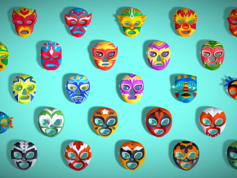 25 Kids Evil Mask Pack 1 - Cartoon Low Poly Mask - Stylized Costume Masks Set 3Dモデル