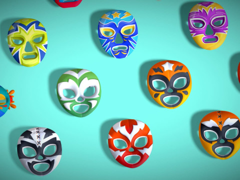25 Kids Evil Mask Pack 1 - Cartoon Low Poly Mask - Stylized Costume Masks Set 3Dモデル