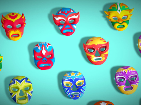 25 Kids Evil Mask Pack 1 - Cartoon Low Poly Mask - Stylized Costume Masks Set 3Dモデル