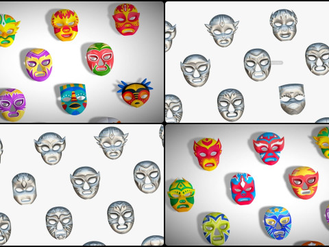 25 Kids Evil Mask Pack 1 - Cartoon Low Poly Mask - Stylized Costume Masks Set 3Dモデル