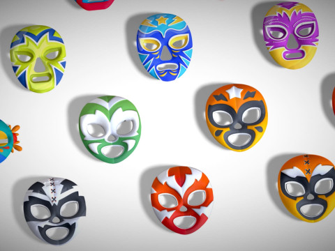 25 Kids Evil Mask Pack 1 - Cartoon Low Poly Mask - Stylized Costume Masks Set 3Dモデル
