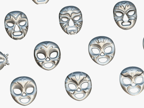25 Kids Evil Mask Pack 1 - Cartoon Low Poly Mask - Stylized Costume Masks Set 3Dモデル
