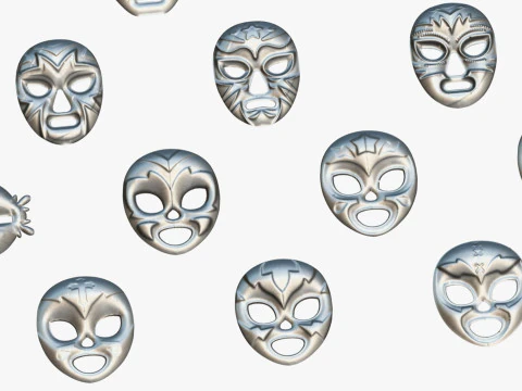 25 Kids Evil Mask Pack 1 - Cartoon Low Poly Mask - Stylized Costume Masks Set 3D Model