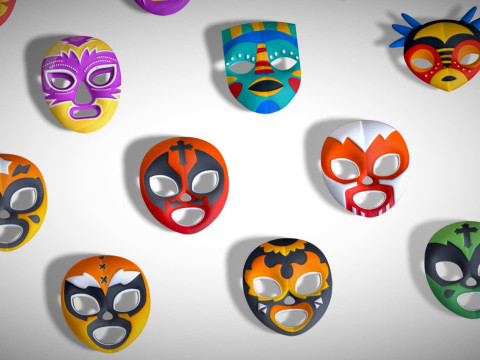 25 Kids Evil Mask Pack 1 - Cartoon Low Poly Mask - Stylized Costume Masks Set 3Dモデル
