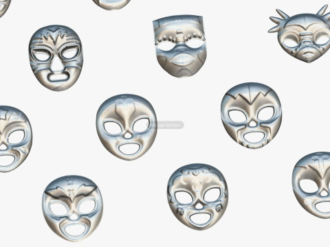 25 Kids Evil Mask Pack 1 - Cartoon Low Poly Mask - Stylized Costume Masks Set 3Dモデル