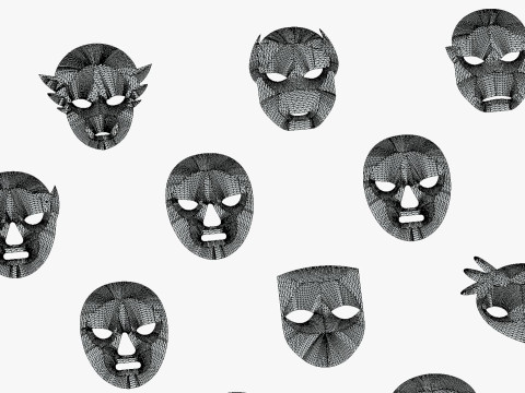 25 Kids Evil Mask Pack 1 - Cartoon Low Poly Mask - Stylized Costume Masks Set 3Dモデル