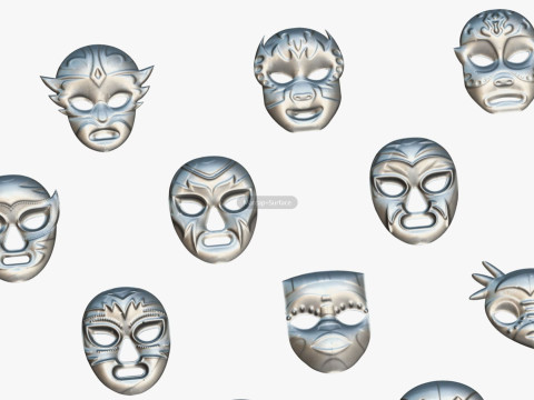 25 Kids Evil Mask Pack 1 - Cartoon Low Poly Mask - Stylized Costume Masks Set 3Dモデル