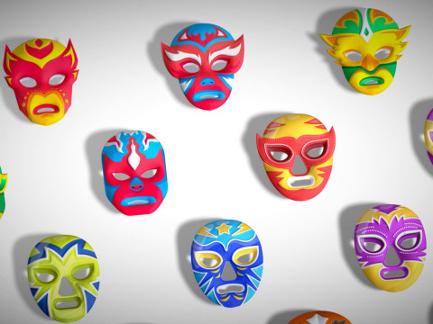 25 Kids Evil Mask Pack 1 - Cartoon Low Poly Mask - Stylized Costume Masks Set 3Dモデル