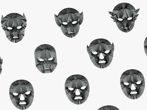 25 Kids Evil Mask Pack 1 - Cartoon Low Poly Mask - Stylized Costume Masks Set 3Dモデル
