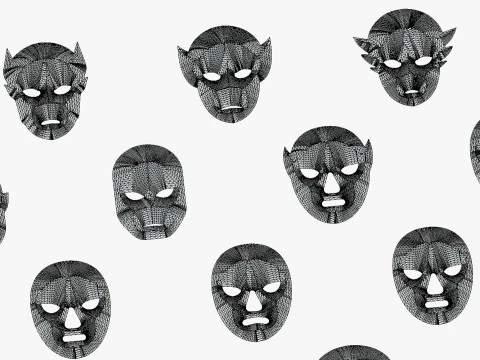 25 Kids Evil Mask Pack 1 - Cartoon Low Poly Mask - Stylized Costume Masks Set 3D Model