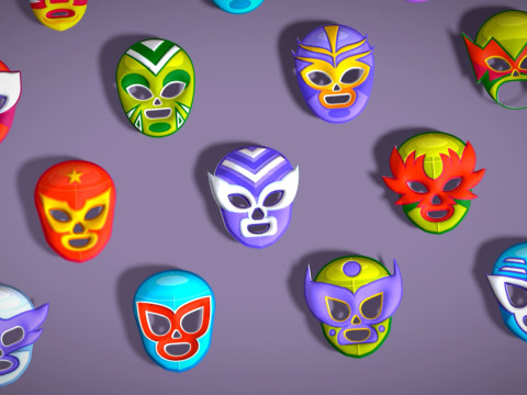 25 Kids Evil Mask Pack 2 - Cartoon Low Poly Mask - Stylized Costume Masks Set Modèle 3D