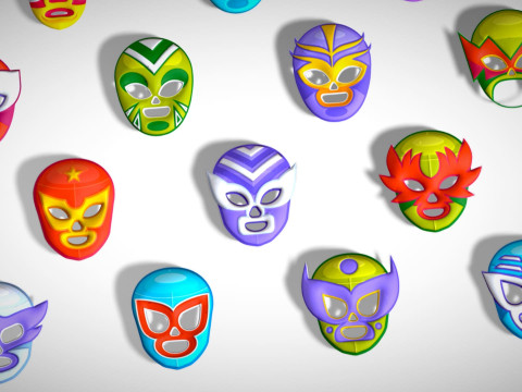 25 Kids Evil Mask Pack 2 - Cartoon Low Poly Mask - Stylized Costume Masks Set Modèle 3D