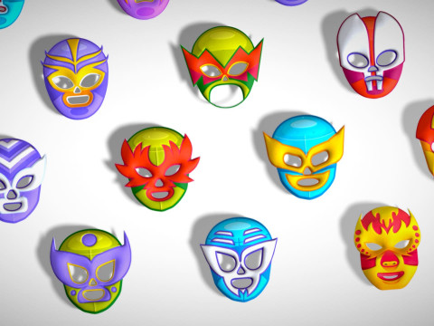 25 Kids Evil Mask Pack 2 - Cartoon Low Poly Mask - Stylized Costume Masks Set Modèle 3D