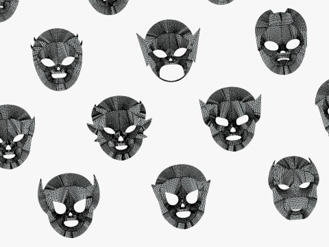 25 Kids Evil Mask Pack 2 - Cartoon Low Poly Mask - Stylized Costume Masks Set Modèle 3D