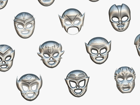 25 Kids Evil Mask Pack 2 - Cartoon Low Poly Mask - Stylized Costume Masks Set Modèle 3D
