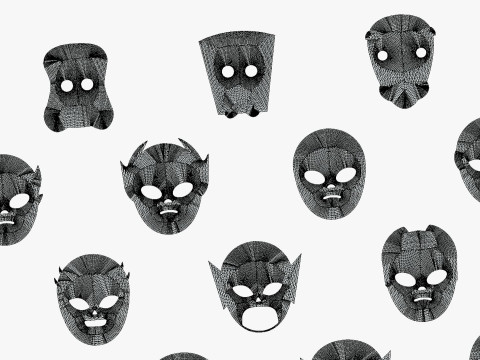 25 Kids Evil Mask Pack 2 - Cartoon Low Poly Mask - Stylized Costume Masks Set Modèle 3D