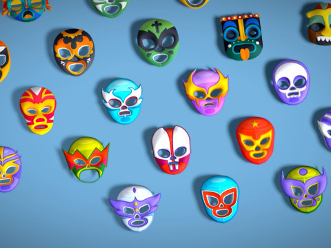 50 Kids Evil Mask Mega Pack - All In One - Cartoon Mask - Stylized Ranger Masks 3D 모델