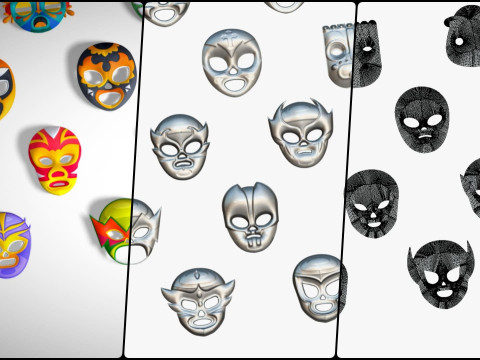 50 Kids Evil Mask Mega Pack - All In One - Cartoon Mask - Stylized Ranger Masks 3D 모델
