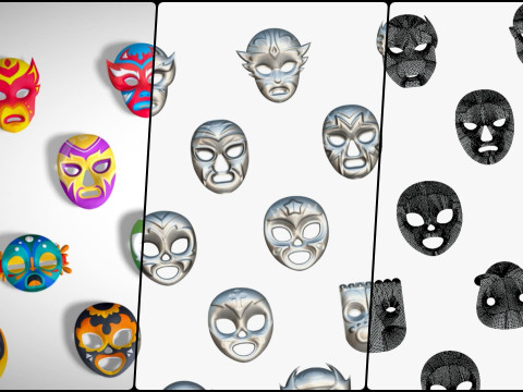 50 Kids Evil Mask Mega Pack - All In One - Cartoon Mask - Stylized Ranger Masks 3D 모델