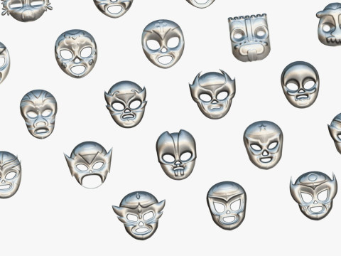 50 Kids Evil Mask Mega Pack - All In One - Cartoon Mask - Stylized Ranger Masks 3D 모델