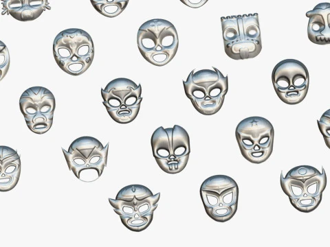 50 Kids Evil Mask Mega Pack - All In One - Cartoon Mask - Stylized Ranger Masks 3D Model