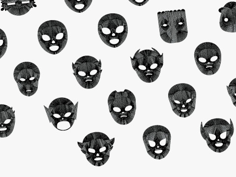 50 Kids Evil Mask Mega Pack - All In One - Cartoon Mask - Stylized Ranger Masks 3D 모델