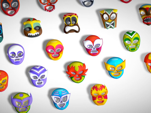 50 Kids Evil Mask Mega Pack - All In One - Cartoon Mask - Stylized Ranger Masks 3D 모델