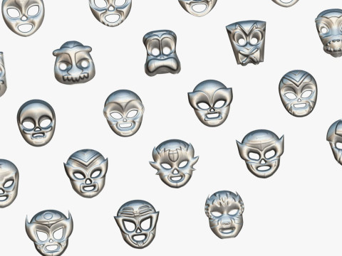 50 Kids Evil Mask Mega Pack - All In One - Cartoon Mask - Stylized Ranger Masks 3D 모델