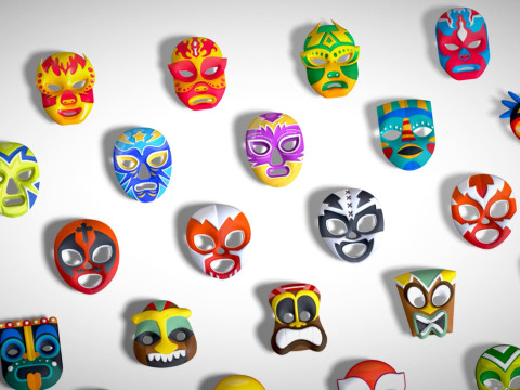 50 Kids Evil Mask Mega Pack - All In One - Cartoon Mask - Stylized Ranger Masks 3D 모델