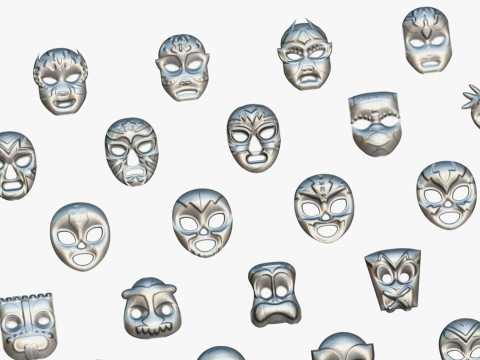 50 Kids Evil Mask Mega Pack - All In One - Cartoon Mask - Stylized Ranger Masks 3D 모델