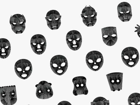 50 Kids Evil Mask Mega Pack - All In One - Cartoon Mask - Stylized Ranger Masks 3D Model